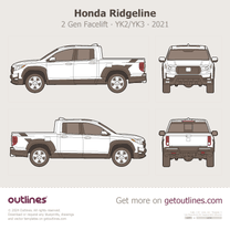 2021 Honda Ridgeline 2 Gen Facelift ∙ YK2/YK3 Pickup Truck blueprint