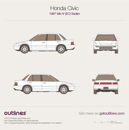 1987 Honda Civic EC Sedan blueprints and drawings