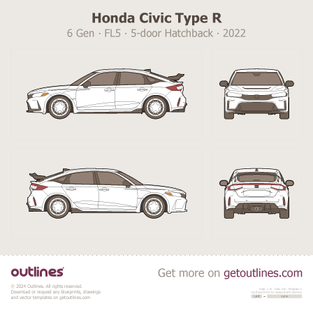 Honda Civic Type R blueprint