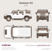 2002 Hummer H2 Top View SUV blueprint