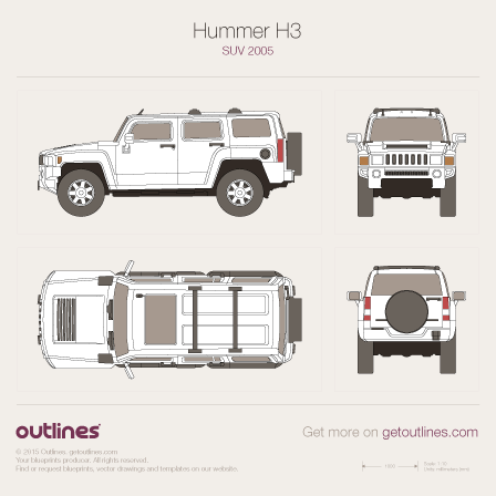 2005 Hummer H3 SUV blueprint