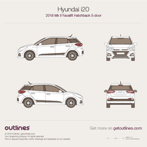 2018 Hyundai i20 IB 5-doors Facelift Hatchback blueprint
