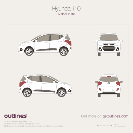 2013 Hyundai i10 II Hatchback blueprints and drawings