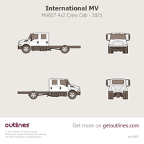 2009 International DuraStar Box Truck MV607 4x2 Crew Cab ∙ Moving Van Panel ∙ Contractor Truck ∙ Bucket Heavy Truck blueprint