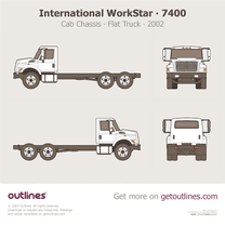 2002 International 7400 Cab Chassis ∙ Flat Truck ∙ Service Truck ∙ Utility Heavy Truck blueprint