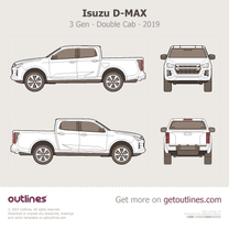 2019 Isuzu D-Max 3 Gen Double Cab Pickup Truck blueprint