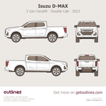 2023 Isuzu D-Max 3 Gen Facelift Double Cab Pickup Truck blueprint