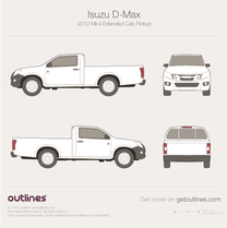 2012 Isuzu D-Max Extended Cab Pickup Truck blueprint