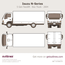 2004 Isuzu N-Series 5 Gen Facelift Box Truck ∙ Top View Heavy Truck blueprint