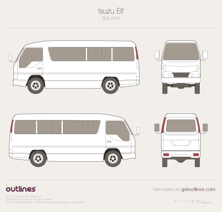 2015 Isuzu Elf Passenger Bus blueprint