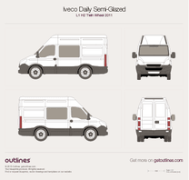 2011 Iveco Daily Semi-Glazed Van L1 H2 Twin Wheel Van blueprint