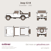 1981 Jeep CJ 8 Scrambler CJ-8 ∙ Top View Pickup Truck blueprint