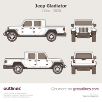 2020 Jeep Gladiator 1 Gen JT Pickup Truck blueprint