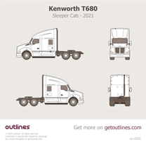 2021 Kenworth T680 Sleeper Cab Heavy Truck blueprint