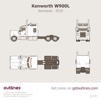 2010 Kenworth W900L Aerodyne ∙ Top View Heavy Truck blueprint