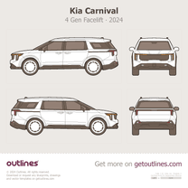 2024 KIA Grand Carnival 4 Gen Facelift Minivan blueprint