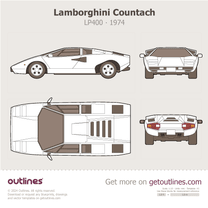 1974 Lamborghini Countach LP400 Original ∙ Top View Coupe blueprint