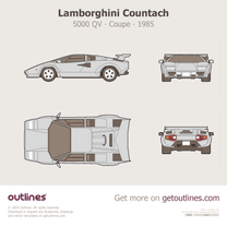 1985 Lamborghini Countach 5000 QV LP5000 Quattrovalvole ∙ Silver Coupe blueprint