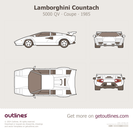 1985 Lamborghini Countach 5000 QV LP5000 QV Coupe blueprint