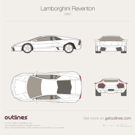 2007 Lamborghini Reventon Coupe blueprints and drawings