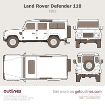 1983 Land Rover Defender 110 Top View SUV blueprint