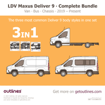 2020 LDV Deliver 9 3 in 1 Bundle ∙ $59 instead of $72 Including MH Van, Bus, and MC Cab Chassis Heavy Truck blueprint