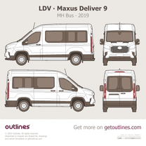2019 Maxus Deliver 9 MH Bus ∙ L2H2 ∙ eDeliver 9 Wagon blueprint