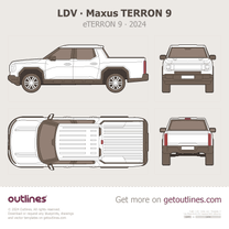 2024 Maxus eTERRION 9 Top View Pickup Truck blueprint