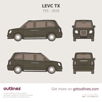 2018 LEVC TX TX5 ∙ London Taxi ∙ Black Cab Hatchback blueprint