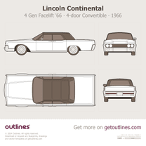 1966 Lincoln Continental 4 Gen Facelift '66 4-door ∙ Top View Cabriolet blueprint