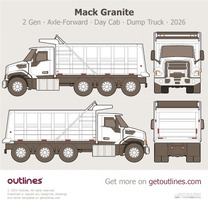 2026 Mack Granite 2 Gen Axle-Forward ∙ Day Cab ∙ Dump Truck Heavy Truck blueprint