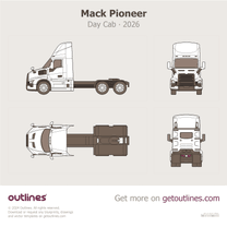 2026 Mack Pioneer Day Cab ∙ Top View Heavy Truck blueprint