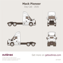 2026 Mack Pioneer Day Cab Heavy Truck blueprint