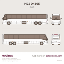 2005 MCI D4505 Coach USA ∙ Intercity Motorcoach ∙ Greyhound Lines ∙ Megabus ∙ Trailways ∙ Peter Pan Bus Lines Bus blueprint