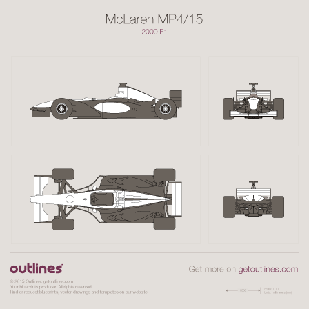 2000 McLaren MP4/15 F1 Formula blueprints and drawings