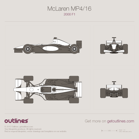 2001 McLaren MP4/16 F1 Formula blueprint