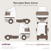 1996 Mercedes-Benz Actros MP1 1840 S Heavy Truck blueprint