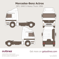 1996 Mercedes-Benz Actros MP1 1840 S Heavy Truck blueprint