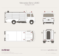 1968 Mercedes-Benz L608D Fire Engine Fire Truck / T2 / With dimensions Van blueprint