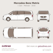 2016 Mercedes-Benz Metris 1 Gen Top View Minivan blueprint