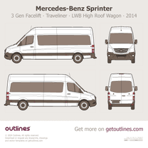 2014 Mercedes-Benz Sprinter Traveliner ∙ 3 Gen Facelift LWB High Roof Wagon blueprint