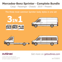 2020 Mercedes-Benz Sprinter 2500 3 in 1 Bundle ∙ $59 instead of $72 Including Cargo Van, Passenger Bus, and Chassis Van blueprint