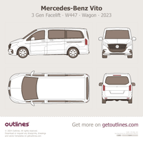 2023 Mercedes-Benz Vito 3 Gen Facelift ∙ W447 Tourer L3 Wagon blueprint