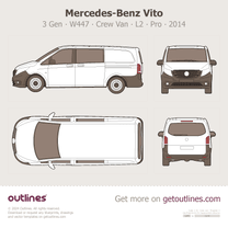 2014 Mercedes-Benz Vito 3 Gen ∙ W447 ∙ Crew Van L2 Pro ∙ Top View Wagon blueprint