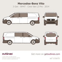 2014 Mercedes-Benz Vito 3 Gen ∙ W447 Crew Van L3 Pro Wagon blueprint