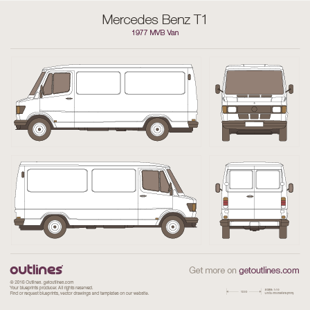 1977 Mercedes-Benz T1 Van blueprints and drawings