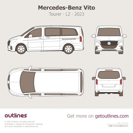 2023 Mercedes-Benz Vito 3 Gen Facelift ∙ W447 Tourer ∙ L2 Wagon blueprint