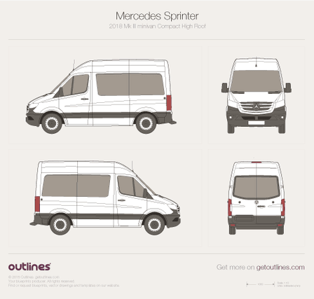 2018 Mercedes-Benz Sprinter Mk III Minivan blueprints and drawings