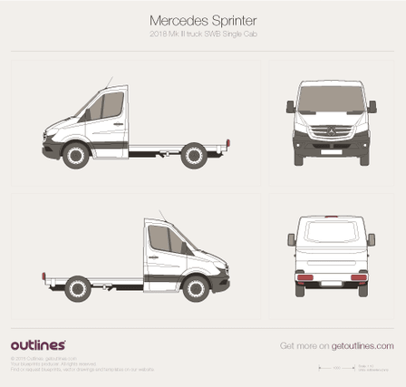 2018 Mercedes-Benz Sprinter Mk III Heavy Truck blueprints and drawings