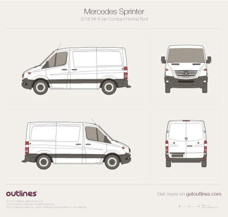 2014 Mercedes-Benz Sprinter Mk II Facelift Van blueprints and drawings